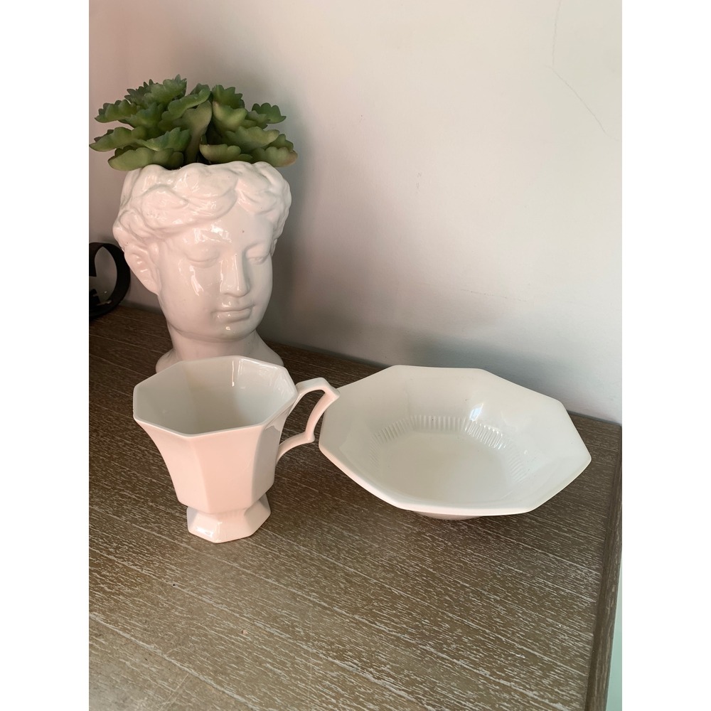 Nikko Classic Collection Octagon Cup and Bowl Set White Japan Ironstone Vintage